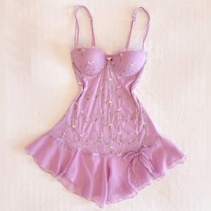 vintage purple floral lace bustier fairy slip dress - pending